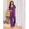Ekouaer Womens Pajama Sets 2 Piece Lounge Set Soft Pajamas for Women Set Short Sleeve and Long Pants Pjs with Pockets(Purple)