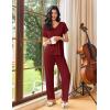 Ekouaer Womens Pajama Sets 2 Piece Lounge Set Soft Pajamas for Women Set Short Sleeve and Long Pants Pjs with Pockets(Red)