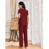 Ekouaer Womens Pajama Sets 2 Piece Lounge Set Soft Pajamas for Women Set Short Sleeve and Long Pants Pjs with Pockets(Red)