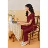 Ekouaer Womens Pajama Sets 2 Piece Lounge Set Soft Pajamas for Women Set Short Sleeve and Long Pants Pjs with Pockets(Red)