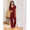 Ekouaer Womens Pajama Sets 2 Piece Lounge Set Soft Pajamas for Women Set Short Sleeve and Long Pants Pjs with Pockets(Red)