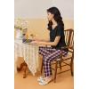Ekouaer Womens Pajama Sets 2 Piece Lounge Set Soft Pajamas for Women Set Short Sleeve and Long Pants Pjs with Pockets(Red Plaid)