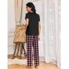 Ekouaer Womens Pajama Sets 2 Piece Lounge Set Soft Pajamas for Women Set Short Sleeve and Long Pants Pjs with Pockets(Red Plaid)