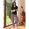 Ekouaer Womens Pajama Sets 2 Piece Lounge Set Soft Pajamas for Women Set Short Sleeve and Long Pants Pjs with Pockets(Red Plaid)