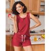 Ekouaer Womens Pajama Sets Cotton Pjs Sleeveless Tank Top and Shorts Sleepwear Soft Pjs 2 Piece Lounge Set S-XXL(Dark Red)