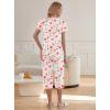Ekouaer Womens Pajama Sets Ruffle Short Sleeve Sleepwear Top and Capri Pants Pjs Set Comfy 2 Piece Lounge Set S-XXL(Floral White Red)