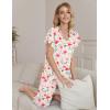 Ekouaer Womens Pajama Sets Ruffle Short Sleeve Sleepwear Top and Capri Pants Pjs Set Comfy 2 Piece Lounge Set S-XXL(Floral White Red)
