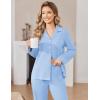 Ekouaer Womens Pajamas Set Cotton PJs Long Sleeve Sleepwear Button Down Tops and Pants 2 Piece Lounge Set(Light Blue)