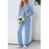 Ekouaer Womens Pajamas Set Cotton PJs Long Sleeve Sleepwear Button Down Tops and Pants 2 Piece Lounge Set(Light Blue)