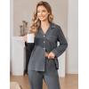 Ekouaer Womens Pajamas Set Cotton PJs Long Sleeve Sleepwear Button Down Tops and Pants 2 Piece Lounge Set(Medium Grey)