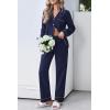 Ekouaer Womens Pajamas Set Cotton PJs Long Sleeve Sleepwear Button Down Tops and Pants 2 Piece Lounge Set(Navy Blue)