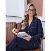 Ekouaer Womens Pajamas Set Cotton PJs Long Sleeve Sleepwear Button Down Tops and Pants 2 Piece Lounge Set(Navy Blue)
