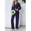 Ekouaer Womens Pajamas Set Cotton PJs Long Sleeve Sleepwear Button Down Tops and Pants 2 Piece Lounge Set(Navy Blue_2)