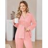 Ekouaer Womens Pajamas Set Cotton PJs Long Sleeve Sleepwear Button Down Tops and Pants 2 Piece Lounge Set(Pink)