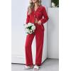 Ekouaer Womens Pajamas Set Cotton PJs Long Sleeve Sleepwear Button Down Tops and Pants 2 Piece Lounge Set(Red)