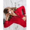 Ekouaer Womens Pajamas Set Cotton PJs Long Sleeve Sleepwear Button Down Tops and Pants 2 Piece Lounge Set(Red)