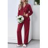 Ekouaer Womens Pajamas Set Cotton PJs Long Sleeve Sleepwear Button Down Tops and Pants 2 Piece Lounge Set(Wine Red)