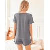 Ekouaer Womens Pajamas Short Sleeve Lounge Set Crew Neck Tops and Ruffle Shorts Pj Sets Soft Sleepwear with Pockets S-XXL(Medium Gray)