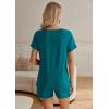 Ekouaer Womens Pajamas Short Sleeve Sleepwear 2 Piece Pj Set Casual V Neck Lounge Sets with Pockets S-XXL(Beacock Blue)