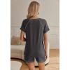 Ekouaer Womens Pajamas Short Sleeve Sleepwear 2 Piece Pj Set Casual V Neck Lounge Sets with Pockets S-XXL(Grey)