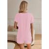 Ekouaer Womens Pajamas Short Sleeve Sleepwear 2 Piece Pj Set Casual V Neck Lounge Sets with Pockets S-XXL(Pink)