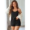 Ekouaer Womens Printed Cami Pajama Set 2 Piece Sleepwear Criss Cross Back Tank Split Shorts Cute Cozy PJS(Black)