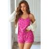 Ekouaer Womens Printed Cami Pajama Set 2 Piece Sleepwear Criss Cross Back Tank Split Shorts Cute Cozy PJS(Pink Leopard)