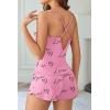 Ekouaer Womens Printed Cami Pajama Set 2 Piece Sleepwear Criss Cross Back Tank Split Shorts Cute Cozy PJS(Pink Love)