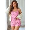 Ekouaer Womens Printed Cami Pajama Set 2 Piece Sleepwear Criss Cross Back Tank Split Shorts Cute Cozy PJS(Pink Love)