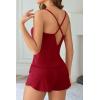 Ekouaer Womens Printed Cami Pajama Set 2 Piece Sleepwear Criss Cross Back Tank Split Shorts Cute Cozy PJS(Red)