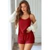 Ekouaer Womens Printed Cami Pajama Set 2 Piece Sleepwear Criss Cross Back Tank Split Shorts Cute Cozy PJS(Red)