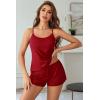 Ekouaer Womens Printed Cami Pajama Set 2 Piece Sleepwear Criss Cross Back Tank Split Shorts Cute Cozy PJS(Red)