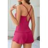 Ekouaer Womens Printed Cami Pajama Set 2 Piece Sleepwear Criss Cross Back Tank Split Shorts Cute Cozy PJS(Rose Red)