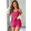 Ekouaer Womens Printed Cami Pajama Set 2 Piece Sleepwear Criss Cross Back Tank Split Shorts Cute Cozy PJS(Rose Red)