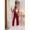 Ekouaer Womens Satin Pajamas Set Silky Two-piece Short Sleeve and Long Pants Sleepwear Button-Down Pj Sets With Pockets(Wine Red)