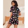Ekouaer Women’s Silk Satin Pajama Set Short Sleeve Pjs Shorts Set Comfy Button Down 2 Piece Sleepwear Loungewear(Black Boots)