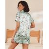 Ekouaer Women’s Silk Satin Pajama Set Short Sleeve Pjs Shorts Set Comfy Button Down 2 Piece Sleepwear Loungewear(Floral Light Green With White)