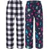 Ekouaer 2 Pack: Boys Pajamas Pants Soft Elastic Waist PJ Bottoms Comfy Lounge Long Pants with 2 Pockets 4-14 Years(Black Plaid_dinosaur)