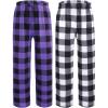 Ekouaer 2 Pack: Boys Pajamas Pants Soft Elastic Waist PJ Bottoms Comfy Lounge Long Pants with 2 Pockets 4-14 Years(Black Plaid_purple Plaid)