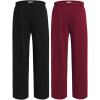 Ekouaer 2 Pack: Boys Pajamas Pants Soft Elastic Waist PJ Bottoms Comfy Lounge Long Pants with 2 Pockets 4-14 Years(Black_wine Red)