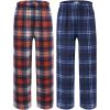 Ekouaer 2 Pack: Boys Pajamas Pants Soft Elastic Waist PJ Bottoms Comfy Lounge Long Pants with 2 Pockets 4-14 Years(Orange Plaid_blue Plaid)