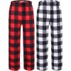 Ekouaer 2 Pack: Boys Pajamas Pants Soft Elastic Waist PJ Bottoms Comfy Lounge Long Pants with 2 Pockets 4-14 Years(Red Plaid_black Plaid)