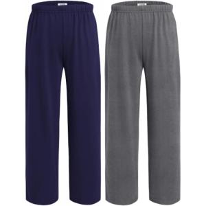 Ekouaer 2 Pack: Boys Pajamas Pants Soft Elastic Waist PJ Bottoms Comfy Lounge Long Pants with 2 Pockets 4-14 Years(Grey_blue)