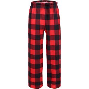 Ekouaer Boys Sleepwear Pant Long Pajamas Pants Plaid Pj Pant Elastic Waist Bottoms(A-a-yarn Dyed Lattice4-black)