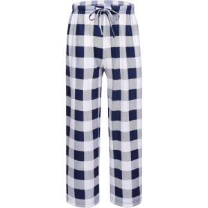 Ekouaer Boys Sleepwear Pant Long Pajamas Pants Plaid Pj Pant Elastic Waist Bottoms(A-yarn Dyed Lattice3-navy)