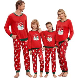 Ekouaer Christmas Child Pajamas Sets X-mas Holiday Pjs(Red Snowman)