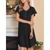 Ekouaer 2 Pack House Dresses for Women with Pockets Short Sleeve Moomoo Nightgown Plus Size Mumu Dress Floral Lounge Dress(Black/Leopard)