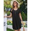 Ekouaer 2 Pack House Dresses for Women with Pockets Short Sleeve Moomoo Nightgown Plus Size Mumu Dress Floral Lounge Dress(Black/Leopard)