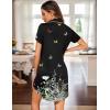 Ekouaer 2 Pack Nightgowns for Women Button Down Sleepshirts Short Sleeve Sleepwear V Neck Nightshirt Pajama Dress(Black/Black Butterfly)