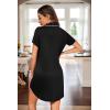 Ekouaer 2 Pack Nightgowns for Women Button Down Sleepshirts Short Sleeve Sleepwear V Neck Nightshirt Pajama Dress(Black/Blue)